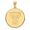 10kt Yellow Gold 1in Texas Tech University Round Pendant