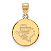 10kt Yellow Gold 5/8in Texas Tech University State Map Disc Pendant