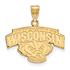 Univ. of Wisconsin Badger Arched Logo Pendant 5/8in 14k Yellow Gold