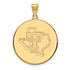 10kt Yellow Gold 1in Texas Tech University State Map Round Pendant