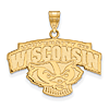 10kt Yellow Gold 3/4in University of Wisconsin Badger Head Pendant