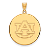 14kt Yellow Gold 1in Auburn University Round Pendant