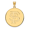 10kt Yellow Gold 1in Florida State University Disc Pendant