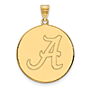 14kt Yellow Gold 1in University of Alabama Round Pendant