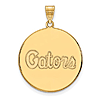 10kt Yellow Gold 1in University of Florida Gators Round Pendant