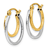 14k Two-tone Gold Two Hoop Earrings 5/8in