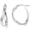 14kt White Gold 3/4in Italian Twisted Hoop Earrings with Grooves