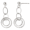 14kt White Gold Oval and Round Drop Dangle Post Earrings