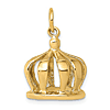 14k Yellow Gold 3-D Open Crown Pendant 7/8in