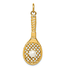 14k Yellow Gold Tennis Racquet Pendant With Freshwater Cultured Pearl