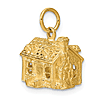 14k Yellow Gold 3-D House Pendant 1/2in