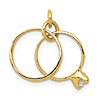 14k Yellow Gold Pair of Wedding Rings Charm with CZ