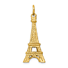 14k Yellow Gold 3-D Eiffel Tower Pendant 1in