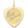 14kt Yellow Gold 3/4in Heart Shaped Happy Birthday Charm