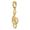 14k Yellow Gold 3-D Treble Clef Pendant 3/4in