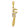 14k Yellow Gold and Rhodium 3-D Pipe Wrench Pendant 1 1/4in