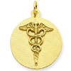 14kt Yellow Gold 3/4in Round Caduceus Charm