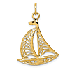14k Yellow Gold Sailboat Pendant with Cut-out Design 1in