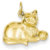 14kt Yellow Gold 1/2in Cat and Ball Pendant