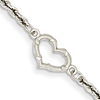 14kt White Gold 10in Rope Anklet with Heart
