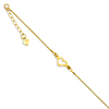 14kt Yellow Gold 9in Anklet with Open Textured Heart Charm