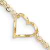 14kt Yellow Gold 9in Double Strand Anklet with Heart