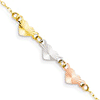 14kt Tri-color Gold 9in Heart Anklet