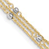 14kt Two-tone Gold 9in Triple Strand Anklet