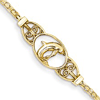 14kt Yellow Gold 10in Polished Dolphin Anklet
