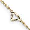 14kt Yellow Gold 10in Rope Anklet with Petite Cut out Hearts