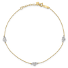 14k Two-tone Gold 10in Puff Heart Anklet
