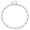 14k White Gold Fancy Oval Hoop Link Anklet