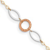 14kt Tri-tone Gold 10in Circle and Oval Link Anklet