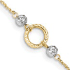 14k Two-tone Gold 10in Circle and Bead Rope Anklet