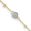 14k Two-tone Gold 10in Diamond-cut Beads Anklet