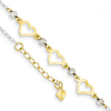 14kt Two-tone Gold Beads and Heart Anklet with Oval Links