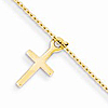 14kt Yellow Gold Polished Cross Charms Anklet 9in
