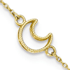 14kt Yellow Gold 10in Textured Moon Charm Anklet