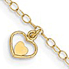 14k Yellow Gold Italian Heart in Heart Anklet 10in
