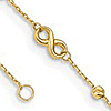 14k Yellow Gold Infinity Symbol Anklet with Bead Accents 10in