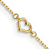 14k Yellow Gold Anklet with Four Open Hearts 10in
