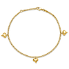 14k Yellow Gold Puffed Heart Cable Link Anklet 9in