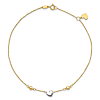 14k Yellow Gold Beaded Anklet with White Gold Heart 9in