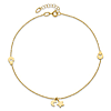 14k Yellow Gold Star and Moon Anklet 9in
