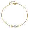 14k Two-tone Gold Three Flowers Anklet