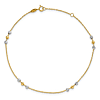 14k Two-tone Gold Diamond-cut Bead Four Station Anklet