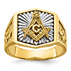 10k Two-Tone Gold Masonic Ring with Hexagonal Suburst Top