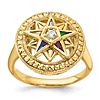 14k Yellow Gold 1/20 ct Diamond Eastern Star Ring with Spinel