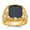 10k Yellow Gold Men's Black Onyx Nugget Ring