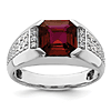 14k White Gold Men's 1 ct Created Ruby and Lab Grown Diamond Ring